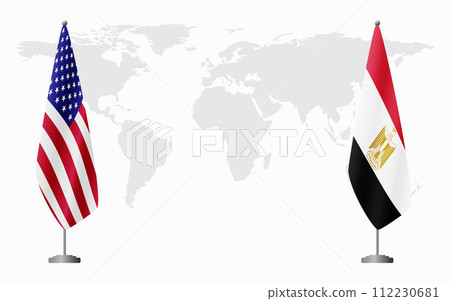 United States and Egypt flags for official meeting United States and Egypt flags for official meeting 112230681