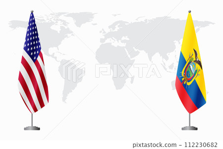 United States and Ecuador flags for official meeting 112230682
