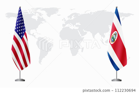 United States and Costa Rica flags for official meeting United States and Costa Rica flags for official meeting 112230694