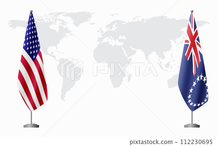 United States and Cook Islands flags for official meeting United States and Cook Islands flags for official meeting 112230695