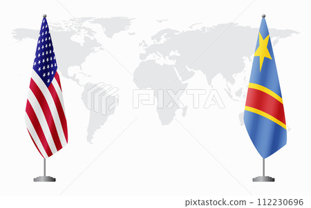 United States and Congo Kinshasa flags for official meeting United States and Congo Kinshasa flags for official meeting 112230696