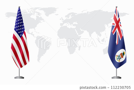 United States and Cayman Islands flags for official meeting United States and Cayman Islands flags for official meeting 112230705