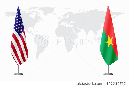 United States and Burkina Faso flags for official meeting 112230712