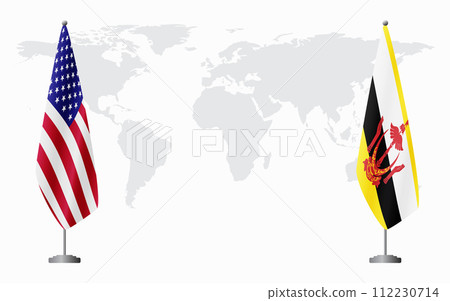 United States and Brunei flags for official meeting 112230714