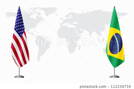 United States and Brazil flags for official meeting 112230716