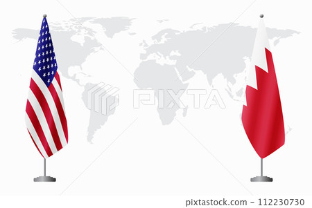 United States and Bahrain flags for official meeting 112230730