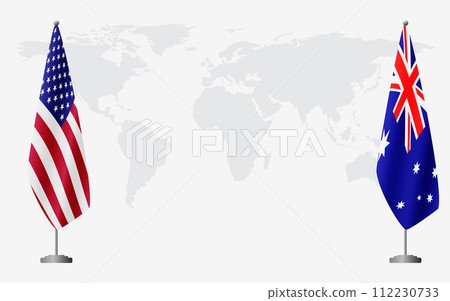 United States and Australia flags for official meeting 112230733