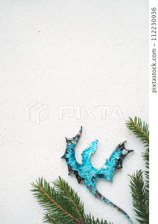 Turquoise Epoxy Resin Dragon with Pine Sprigs Turquoise Epoxy Resin Dragon with Pine Sprigs 112230936