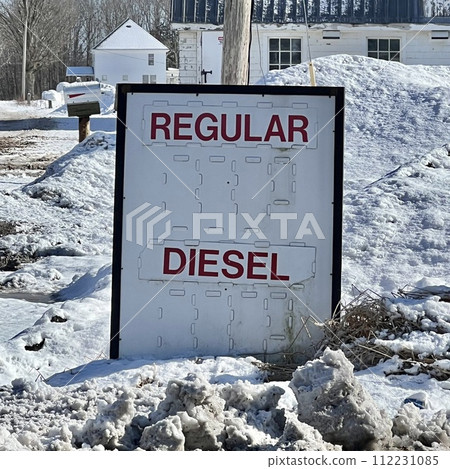 Gas station regular and diesel price list sign Gas station regular and diesel price list sign 112231085