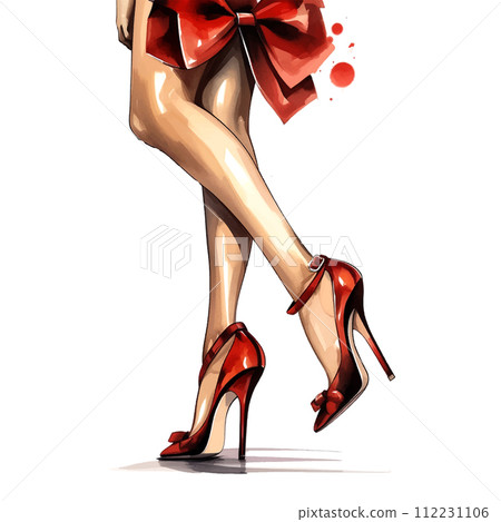 woman's legs in leopard print high heels with bows, medibang, clipart woman's legs in leopard print high heels with bows, medibang, clipart 112231106