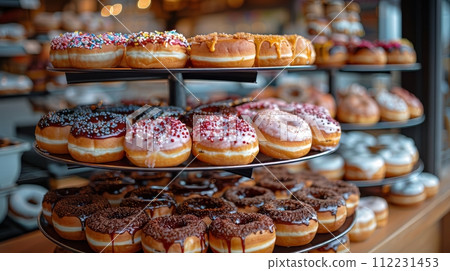 Stack of Donuts With Sprinkles 112231453