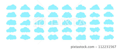 Collection of cloud icons, shapes, stickers. Set of Clouds, symbol for your website design, logo. Vector graphic element Collection of cloud icons, shapes, stickers. Set of Clouds, symbol for your website design, logo. Vector graphic element 112231567