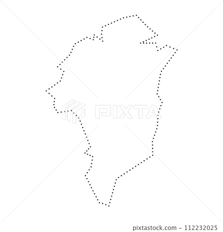 Greenland simplified map. Black dotted outline contour. Simple vector icon. 112232025