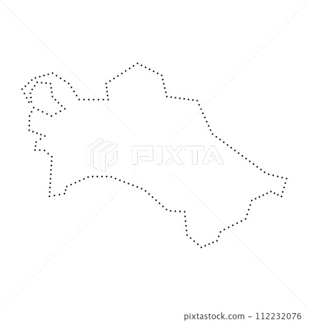 Turkmenistan country simplified map. Black dotted outline contour. Simple vector icon. 112232076
