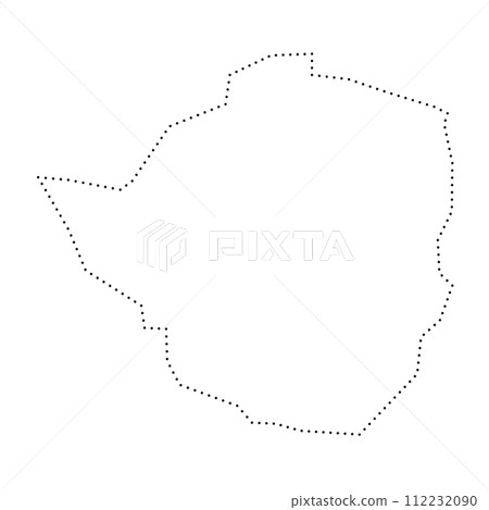 Zimbabwe country simplified map. Black dotted outline contour. Simple vector icon. Zimbabwe country simplified map. Black dotted outline contour. Simple vector icon. 112232090