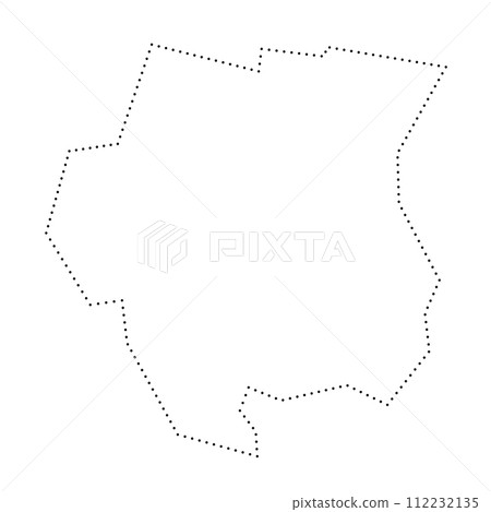 Suriname country simplified map. Black dotted outline contour. Simple vector icon. 112232135