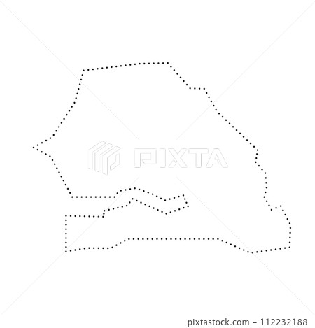 Senegal country simplified map. Black dotted outline contour. Simple vector icon. 112232188