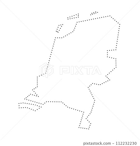 Netherlands country simplified map. Black dotted outline contour. Simple vector icon. Netherlands country simplified map. Black dotted outline contour. Simple vector icon. 112232230
