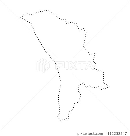 Moldova country simplified map. Black dotted outline contour. Simple vector icon. 112232247