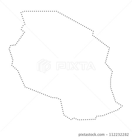 Tanzania country simplified map. Black dotted outline contour. Simple vector icon. 112232282