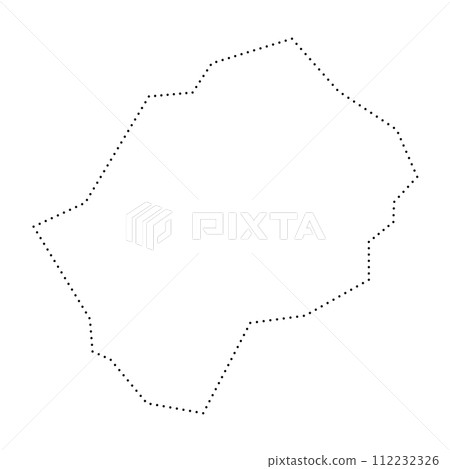 Lesotho country simplified map. Black dotted outline contour. Simple vector icon. Lesotho country simplified map. Black dotted outline contour. Simple vector icon. 112232326