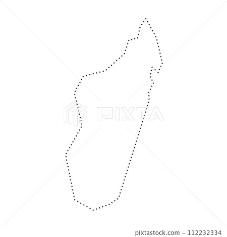 Madagascar country simplified map. Black dotted outline contour. Simple vector icon. Madagascar country simplified map. Black dotted outline contour. Simple vector icon. 112232334