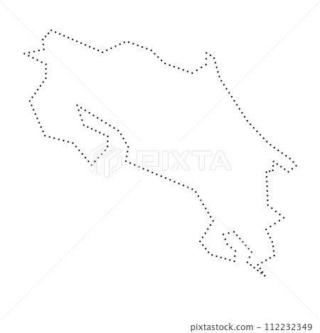 Costa Rica country simplified map. Black dotted outline contour. Simple vector icon. 112232349