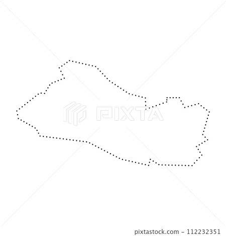 El Salvador country simplified map. Black dotted outline contour. Simple vector icon. 112232351