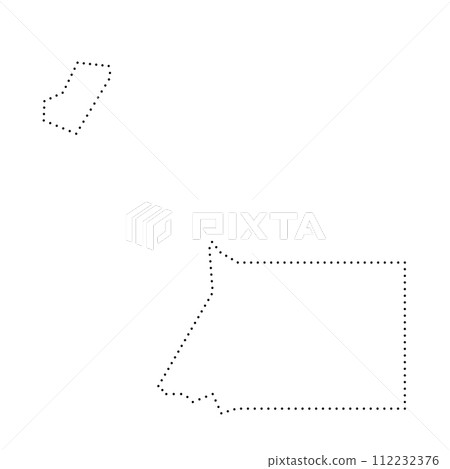 Equatorial Guinea country simplified map. Black dotted outline contour. Simple vector icon. 112232376