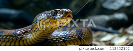 The king cobra curled up. The king cobra curled up. 112232592