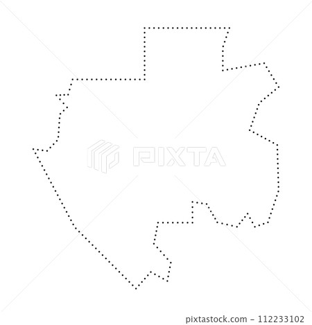 Gabon country simplified map. Black dotted outline contour. Simple vector icon. Gabon country simplified map. Black dotted outline contour. Simple vector icon. 112233102
