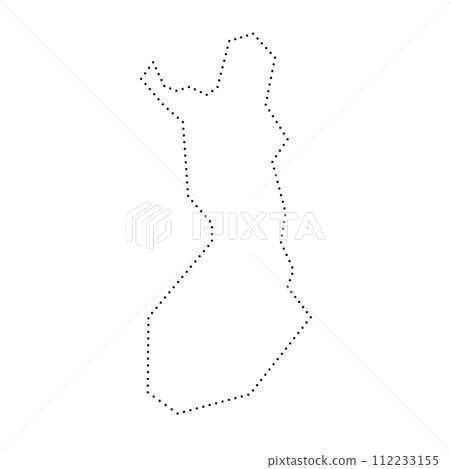 Finland country simplified map. Black dotted outline contour. Simple vector icon. 112233155