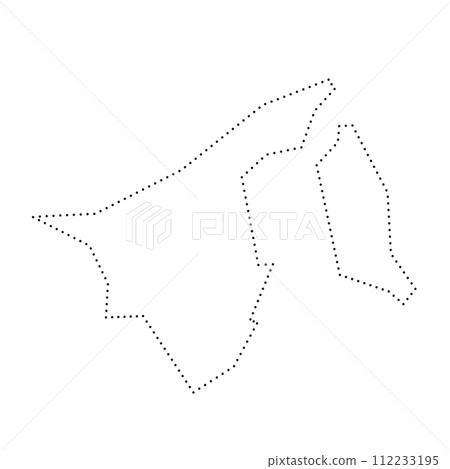 Brunei country simplified map. Black dotted outline contour. Simple vector icon. 112233195
