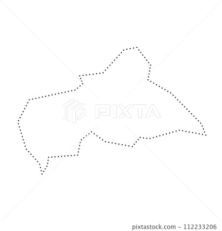 Central African Republic country simplified map. Black dotted outline contour. Simple vector icon. Central African Republic country simplified map. Black dotted outline contour. Simple vector icon. 112233206