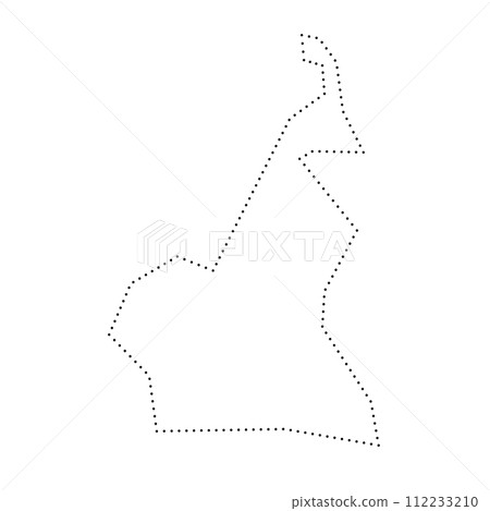 Cameroon country simplified map. Black dotted outline contour. Simple vector icon. 112233210