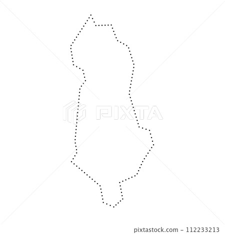 Albania country simplified map. Black dotted outline contour. Simple vector icon. Albania country simplified map. Black dotted outline contour. Simple vector icon. 112233213