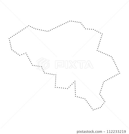 Belgium country simplified map. Black dotted outline contour. Simple vector icon. 112233219