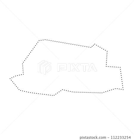 Bhutan country simplified map. Black dotted outline contour. Simple vector icon. Bhutan country simplified map. Black dotted outline contour. Simple vector icon. 112233254