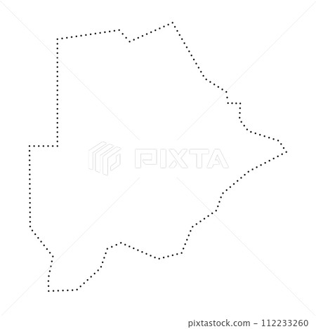 Botswana country simplified map. Black dotted outline contour. Simple vector icon. Botswana country simplified map. Black dotted outline contour. Simple vector icon. 112233260