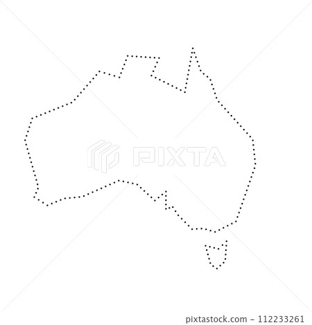 Australia country simplified map. Black dotted outline contour. Simple vector icon. Australia country simplified map. Black dotted outline contour. Simple vector icon. 112233261