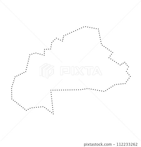 Burkina Faso country simplified map. Black dotted outline contour. Simple vector icon. 112233262