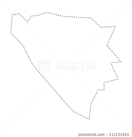 Bosnia and Herzegovina country simplified map. Black dotted outline contour. Simple vector icon. Bosnia and Herzegovina country simplified map. Black dotted outline contour. Simple vector icon. 112233263