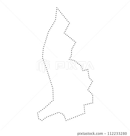 Liechtenstein country simplified map. Black dotted outline contour. Simple vector icon. 112233280