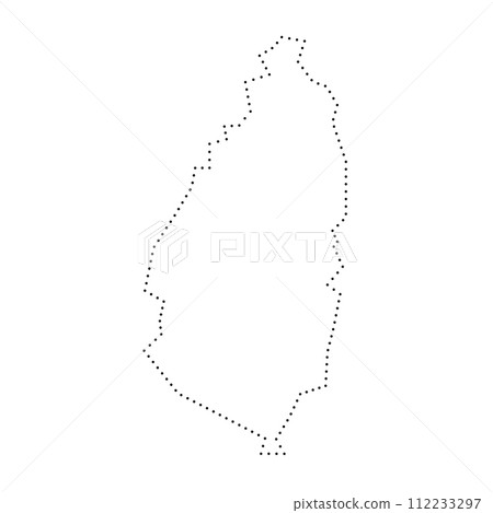 Saint Lucia country simplified map. Black dotted outline contour. Simple vector icon. 112233297