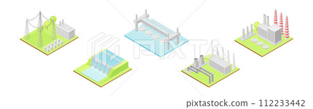 Ecology and Green Renewable Resources Production Isometric Vector Set 112233442