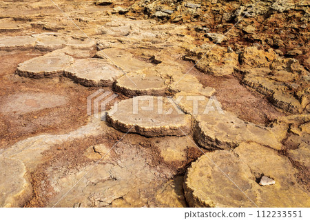 Moonscape of Dallol Lake, Danakil depression geological landscape Ethiopia 112233551