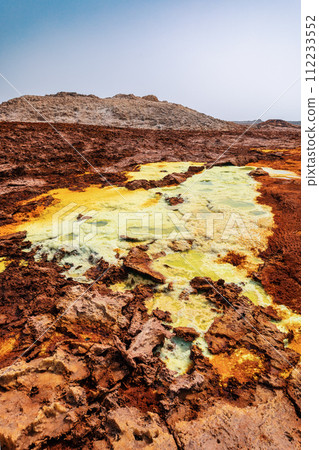 Moonscape of Dallol Lake, Danakil depression geological landscape Ethiopia 112233552