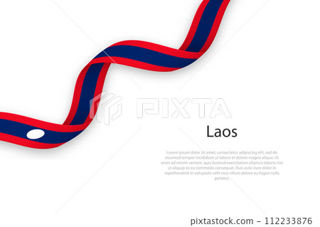 Waving ribbon with flag of Laos 112233876