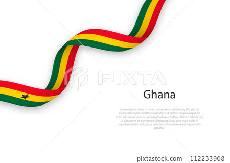 Waving ribbon with flag of Ghana Waving ribbon with flag of Ghana 112233908