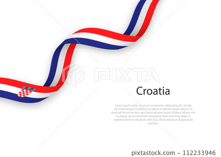 Waving ribbon with flag of Croatia 112233946